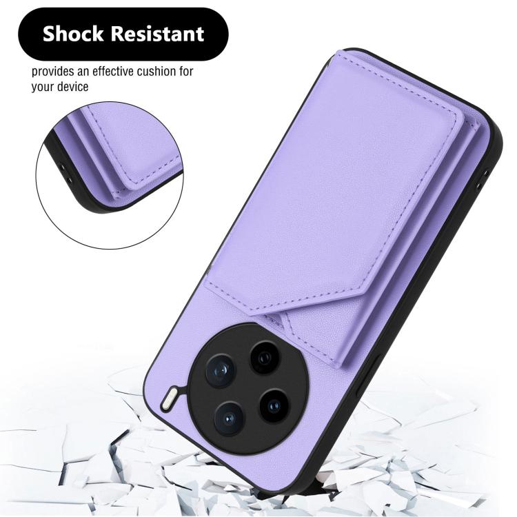 For vivo X200s Skin Feel Four Card Slots Phone Case with Wrist Strap