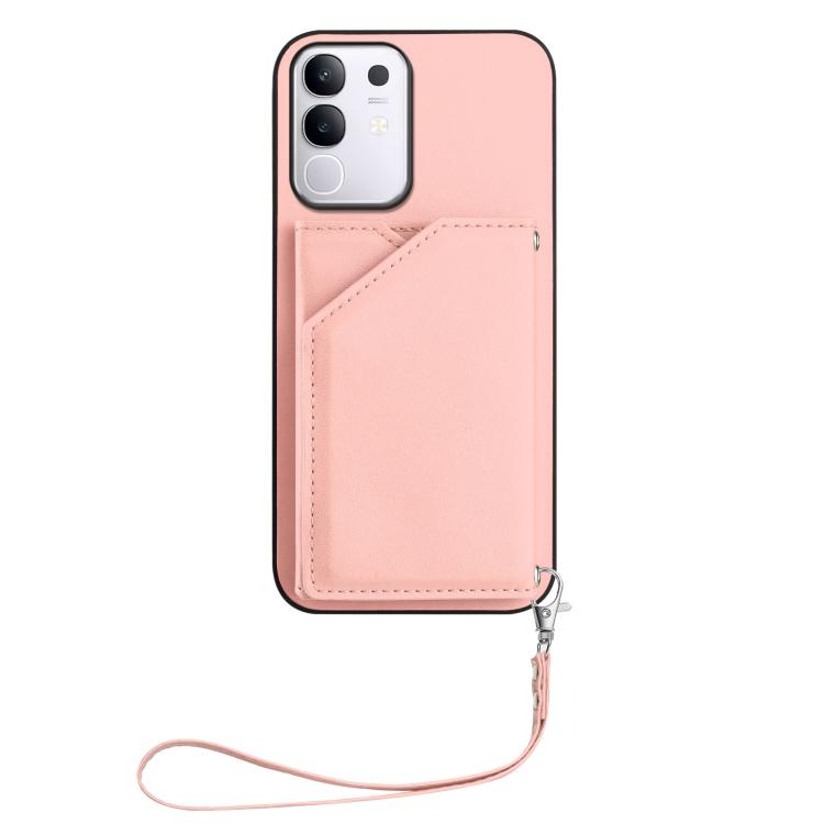 For vivo Y29 4G / T4x / Y300t Skin Feel Four Card Slots Phone Case with Wrist Strap