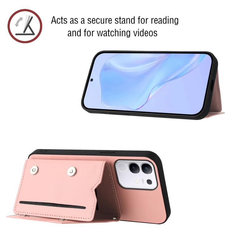 For vivo Y29 4G / T4x / Y300t Skin Feel Four Card Slots Phone Case with Wrist Strap