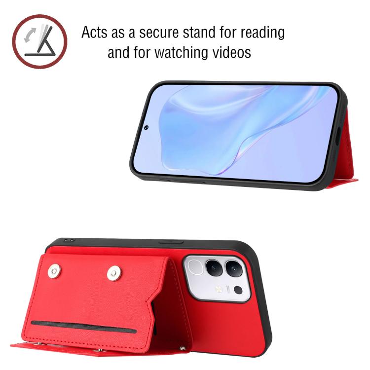 For vivo Y29 4G / T4x / Y300t Skin Feel Four Card Slots Phone Case with Wrist Strap