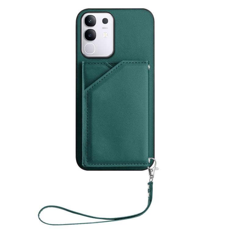 For vivo Y29 4G / T4x / Y300t Skin Feel Four Card Slots Phone Case with Wrist Strap