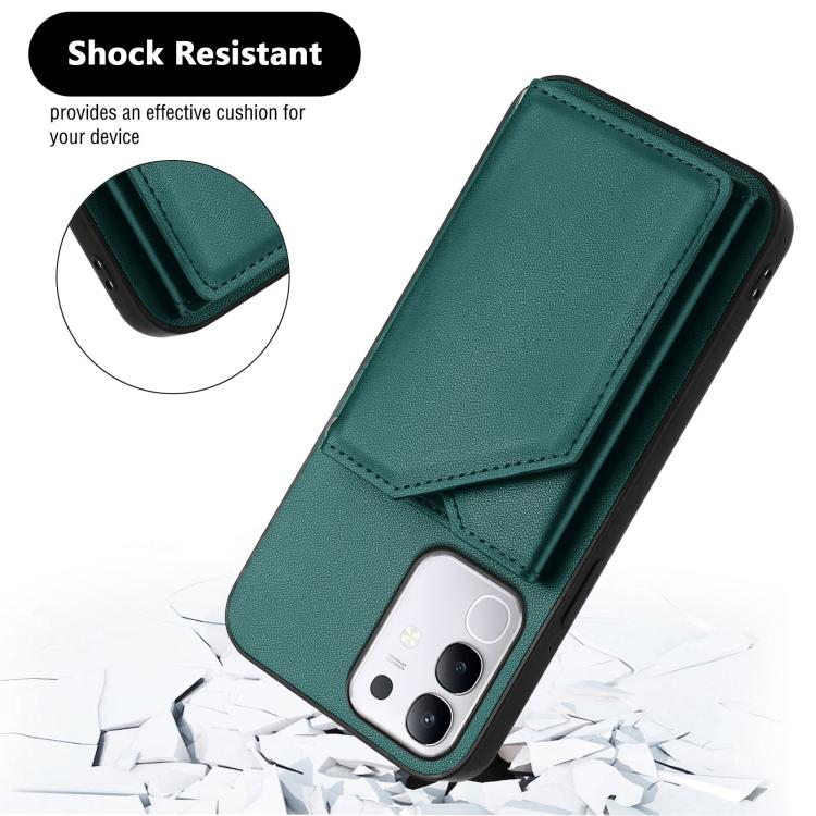For vivo Y29 4G / T4x / Y300t Skin Feel Four Card Slots Phone Case with Wrist Strap
