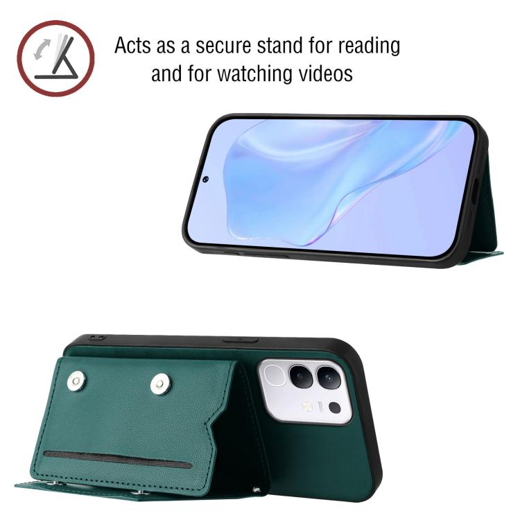 For vivo Y29 4G / T4x / Y300t Skin Feel Four Card Slots Phone Case with Wrist Strap