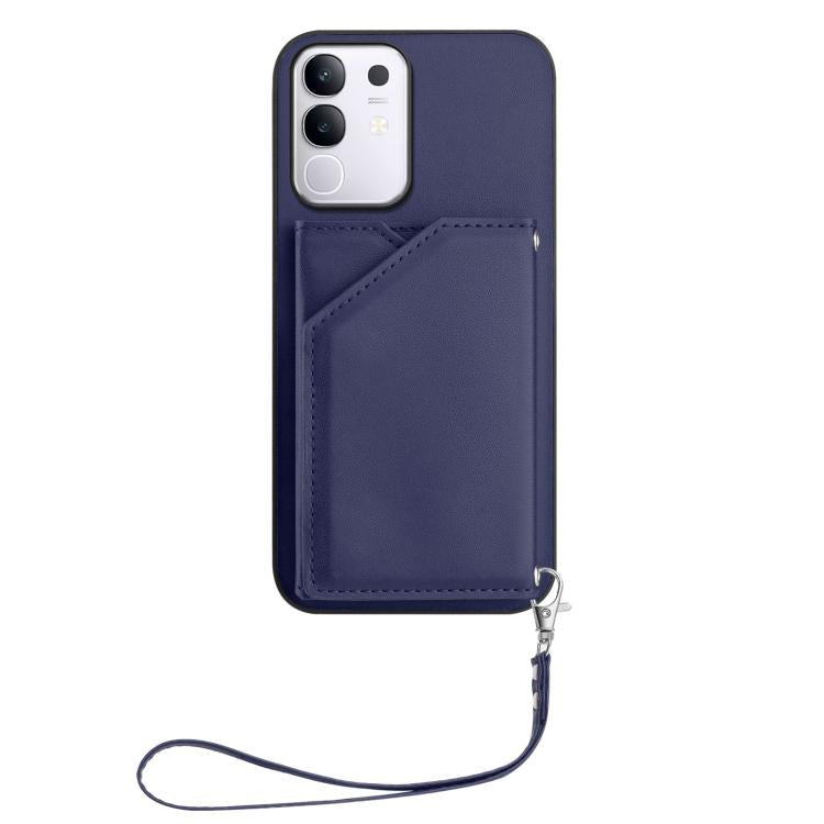 For vivo Y29 4G / T4x / Y300t Skin Feel Four Card Slots Phone Case with Wrist Strap