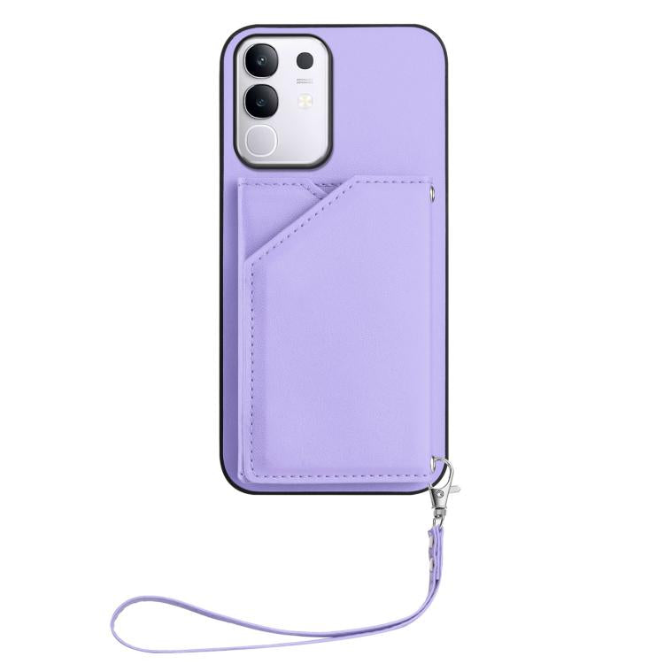 For vivo Y29 4G / T4x / Y300t Skin Feel Four Card Slots Phone Case with Wrist Strap