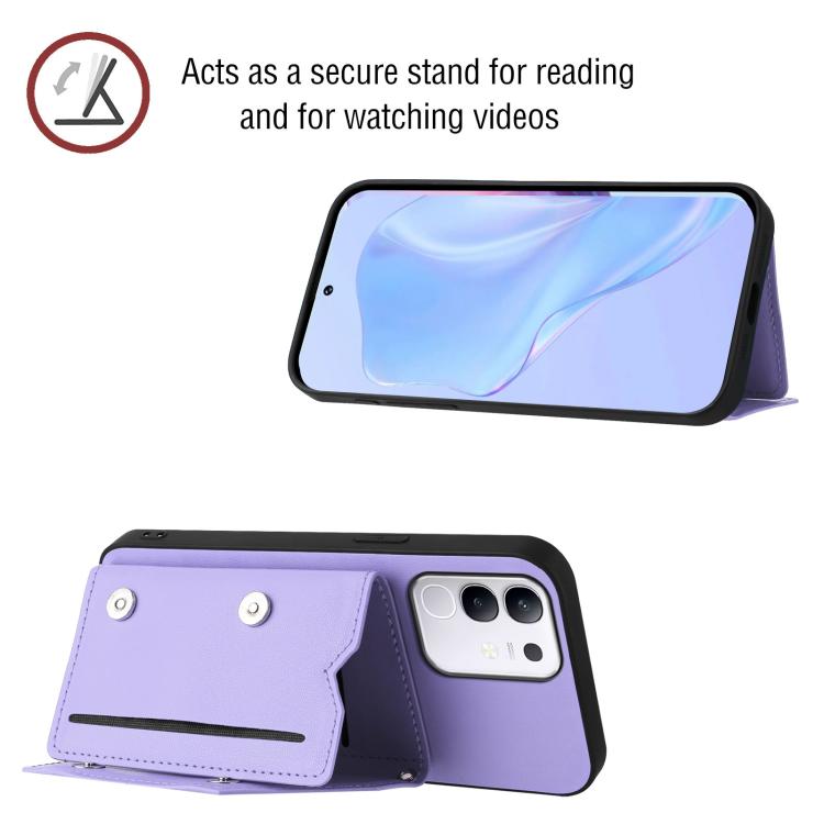 For vivo Y29 4G / T4x / Y300t Skin Feel Four Card Slots Phone Case with Wrist Strap