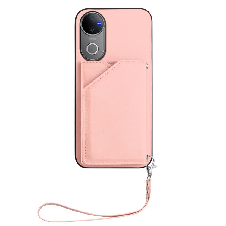 For vivo V50 / V50e Skin Feel Four Card Slots Phone Case with Wrist Strap