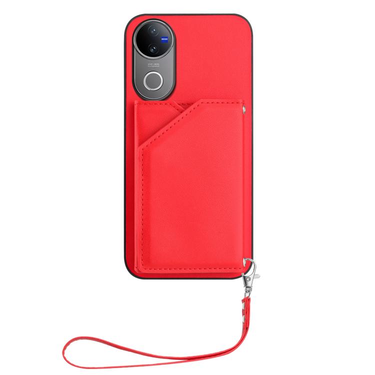 For vivo V50 / V50e Skin Feel Four Card Slots Phone Case with Wrist Strap