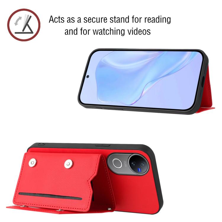 For vivo V50 / V50e Skin Feel Four Card Slots Phone Case with Wrist Strap