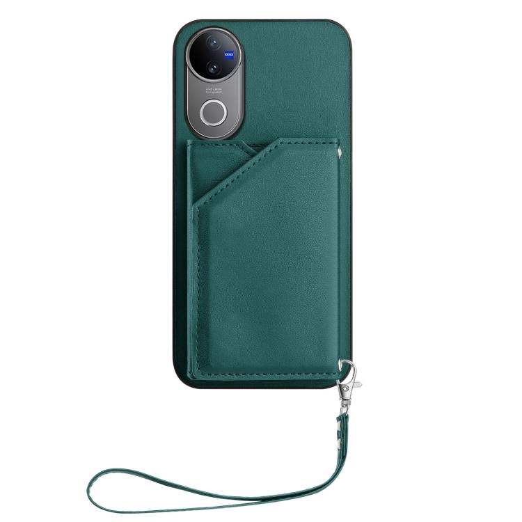 For vivo V50 / V50e Skin Feel Four Card Slots Phone Case with Wrist Strap