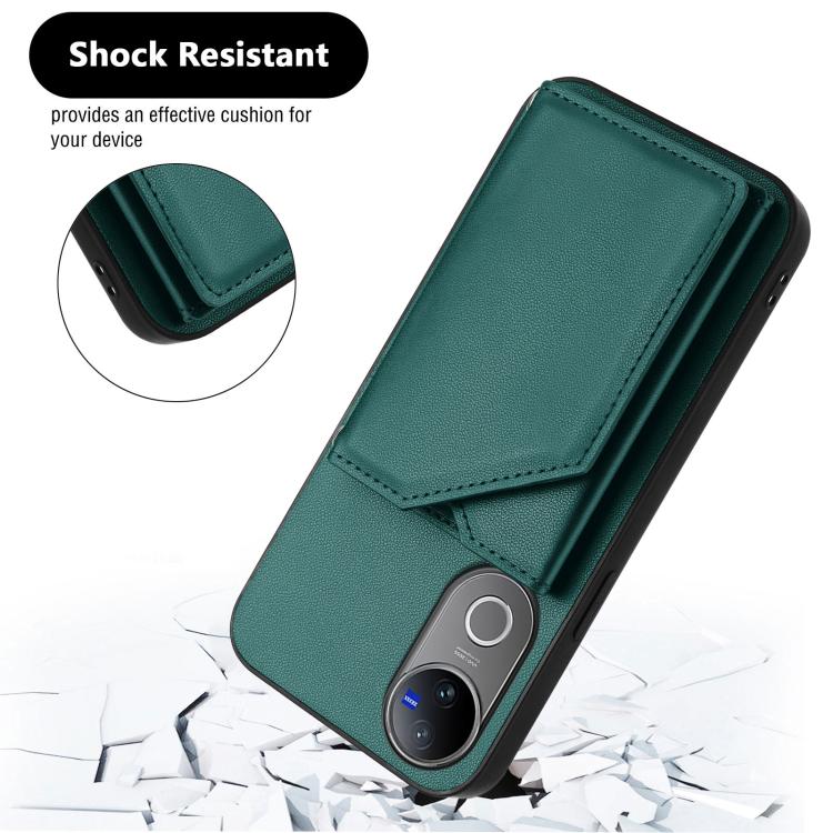 For vivo V50 / V50e Skin Feel Four Card Slots Phone Case with Wrist Strap
