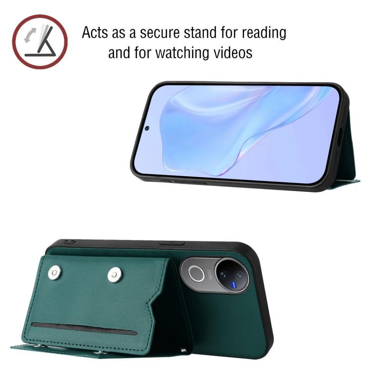For vivo V50 / V50e Skin Feel Four Card Slots Phone Case with Wrist Strap