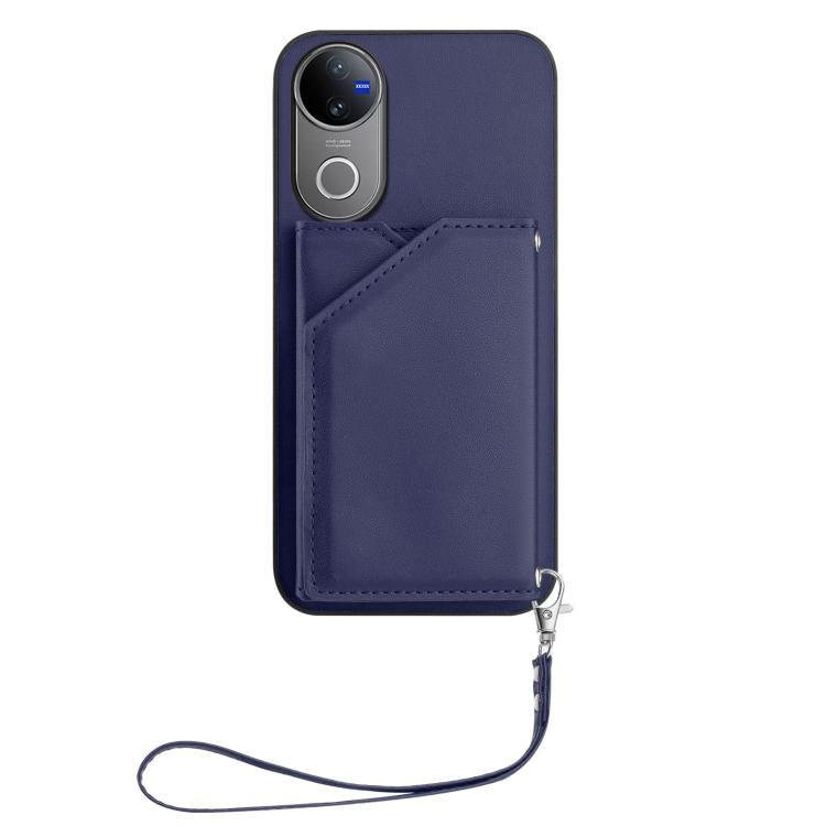 For vivo V50 / V50e Skin Feel Four Card Slots Phone Case with Wrist Strap