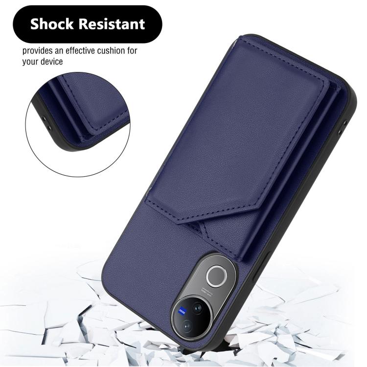 For vivo V50 / V50e Skin Feel Four Card Slots Phone Case with Wrist Strap