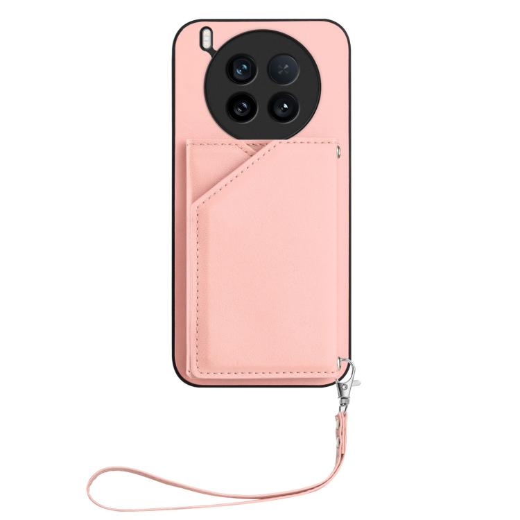 For vivo X200 Ultra Skin Feel Four Card Slots Phone Case with Wrist Strap