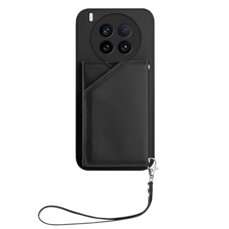 For vivo X200 Ultra Skin Feel Four Card Slots Phone Case with Wrist Strap