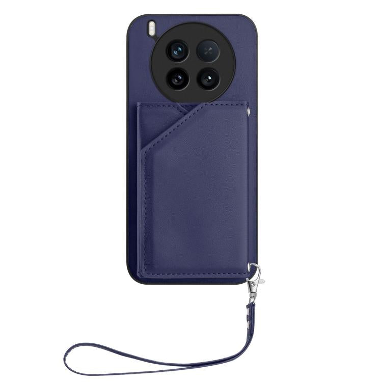 For vivo X200 Ultra Skin Feel Four Card Slots Phone Case with Wrist Strap