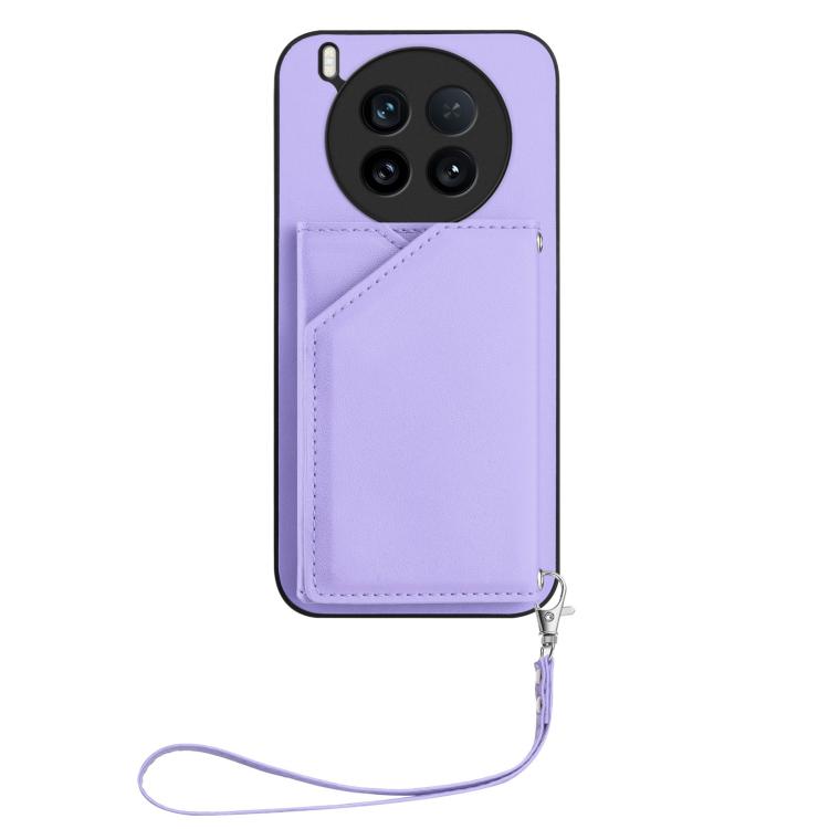 For vivo X200 Ultra Skin Feel Four Card Slots Phone Case with Wrist Strap