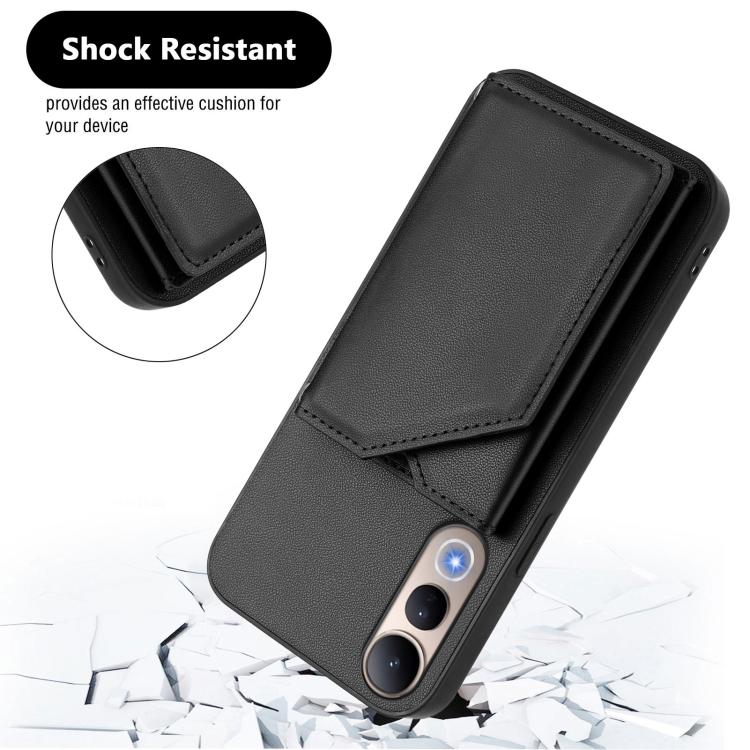 For vivo V50 Lite 4G Skin Feel Four Card Slots Phone Case with Wrist Strap