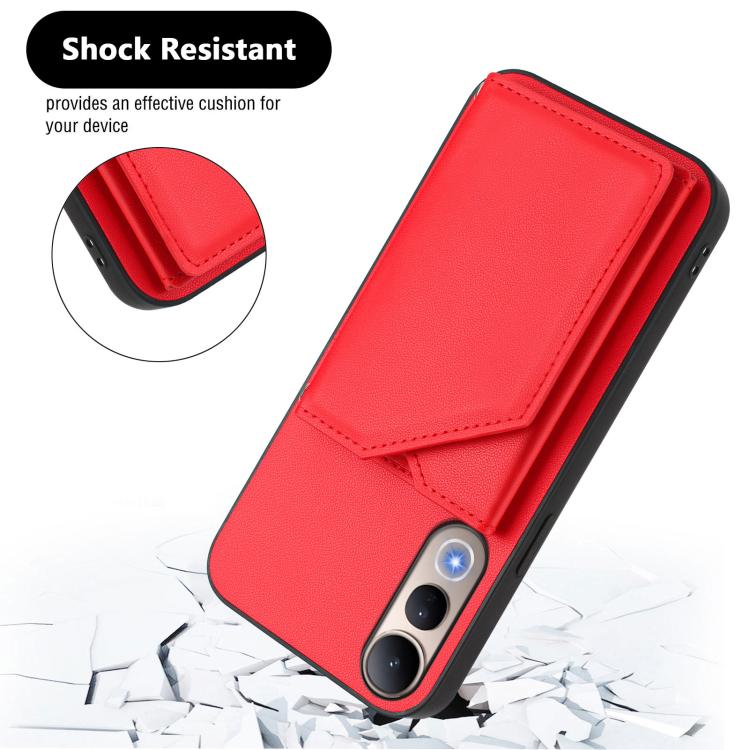 For vivo V50 Lite 4G Skin Feel Four Card Slots Phone Case with Wrist Strap