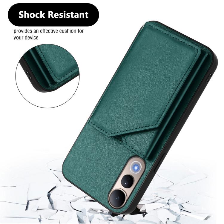For vivo V50 Lite 4G Skin Feel Four Card Slots Phone Case with Wrist Strap