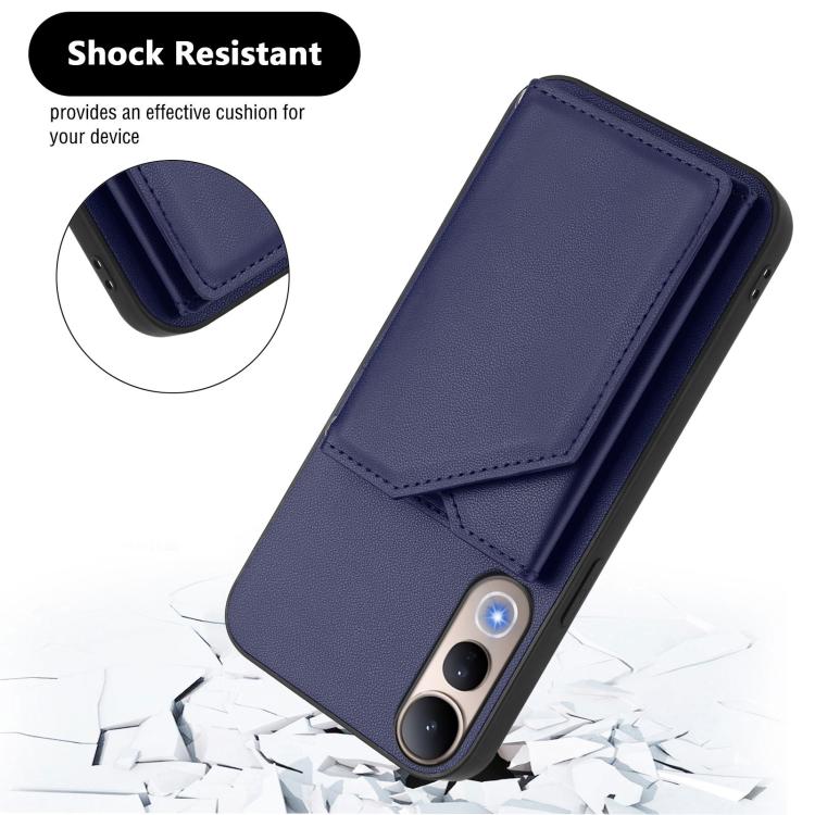 For vivo V50 Lite 4G Skin Feel Four Card Slots Phone Case with Wrist Strap