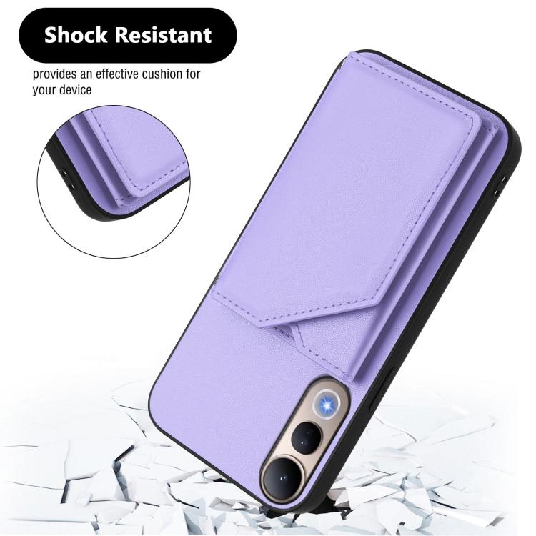 For vivo V50 Lite 4G Skin Feel Four Card Slots Phone Case with Wrist Strap