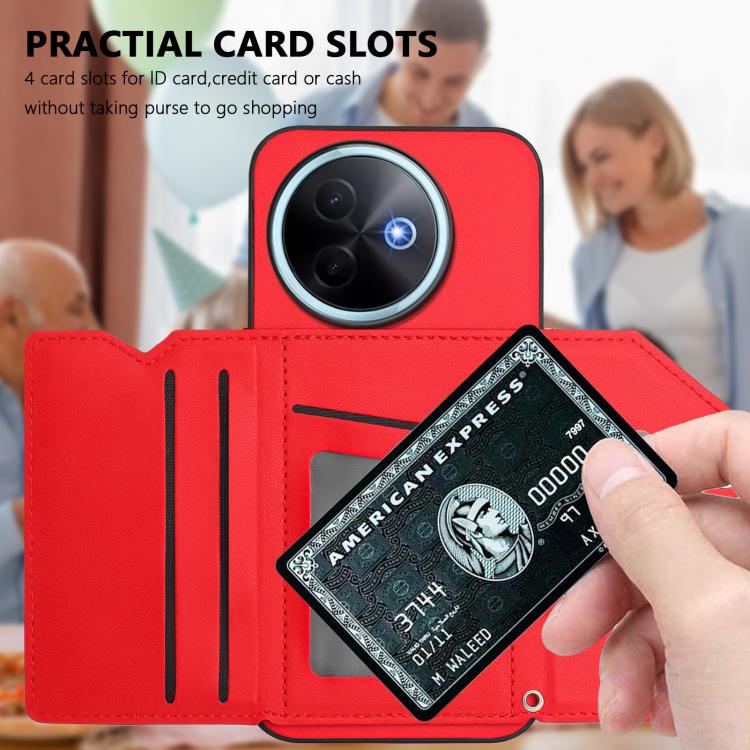 For vivo Y39 5G / Y300i Skin Feel Four Card Slots Phone Case with Wrist Strap