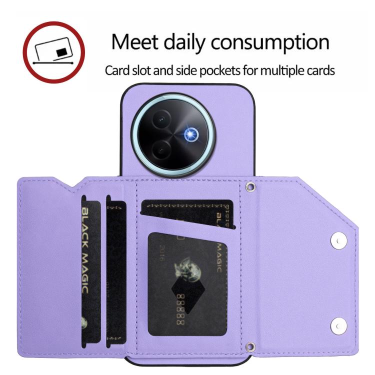 For vivo Y39 5G / Y300i Skin Feel Four Card Slots Phone Case with Wrist Strap