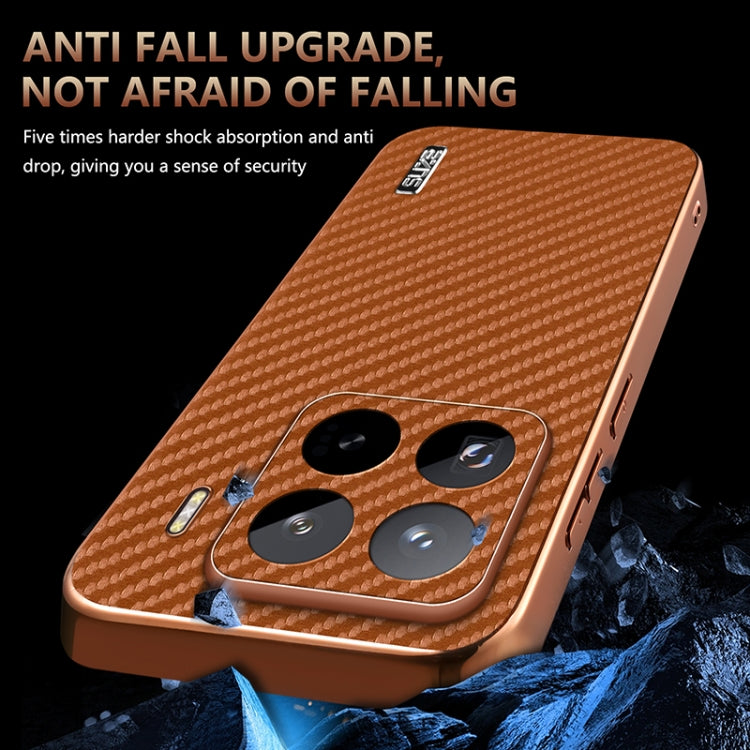 For Xiaomi 15 Pro AZNS Electroplated Edge Carbon Fiber Texture Phone Case