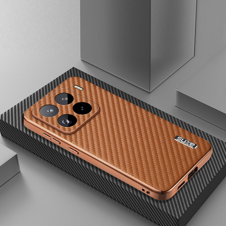 For Xiaomi 15 Pro AZNS Electroplated Edge Carbon Fiber Texture Phone Case