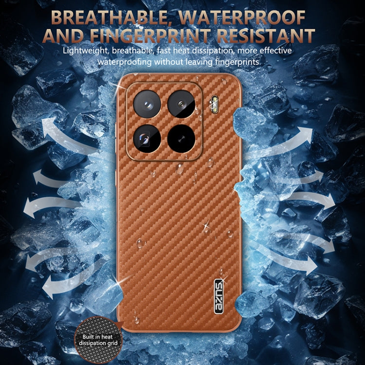 For Xiaomi 15 Pro AZNS Electroplated Edge Carbon Fiber Texture Phone Case