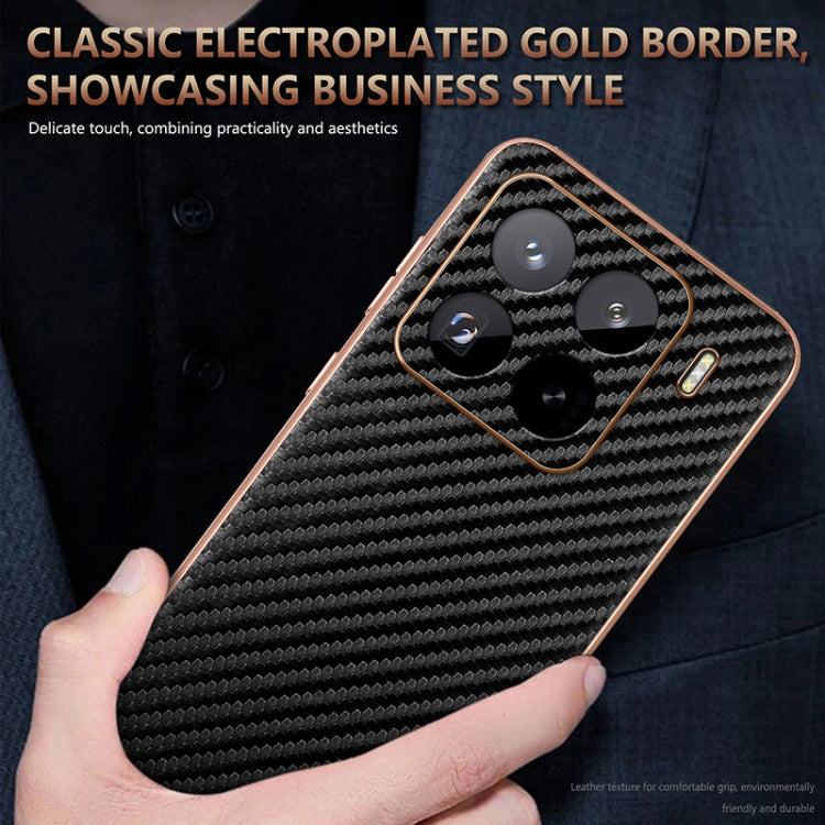 For Xiaomi 15 Pro AZNS Electroplated Edge Carbon Fiber Texture Phone Case
