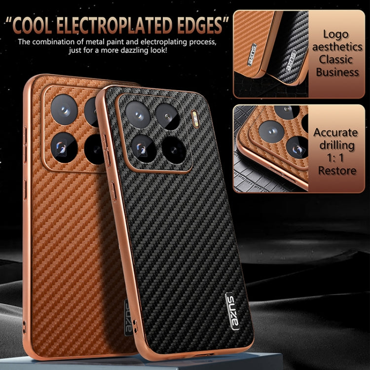 For Xiaomi 15 Pro AZNS Electroplated Edge Carbon Fiber Texture Phone Case