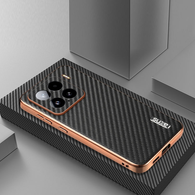 For Xiaomi 15 AZNS Electroplated Edge Carbon Fiber Texture Phone Case