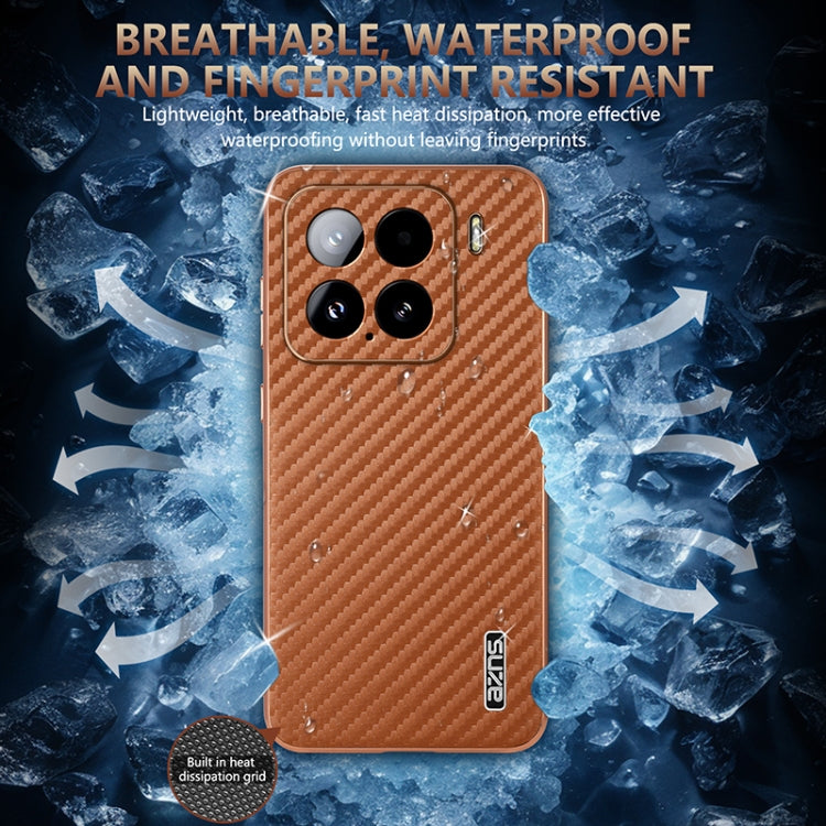 For Xiaomi 15 AZNS Electroplated Edge Carbon Fiber Texture Phone Case
