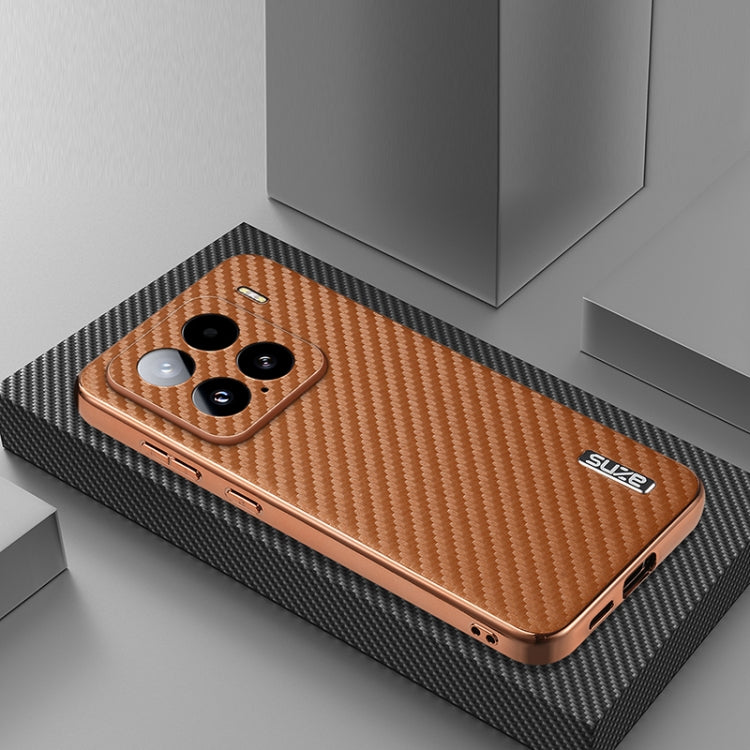 For Xiaomi 15 AZNS Electroplated Edge Carbon Fiber Texture Phone Case