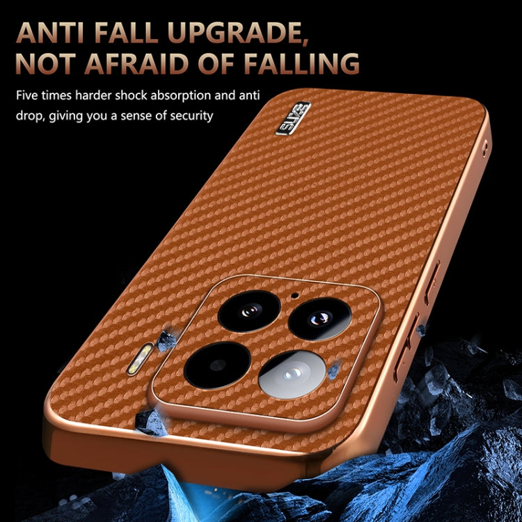 For Xiaomi 15 AZNS Electroplated Edge Carbon Fiber Texture Phone Case