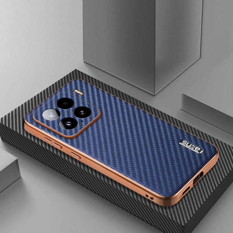 For Xiaomi 15 AZNS Electroplated Edge Carbon Fiber Texture Phone Case