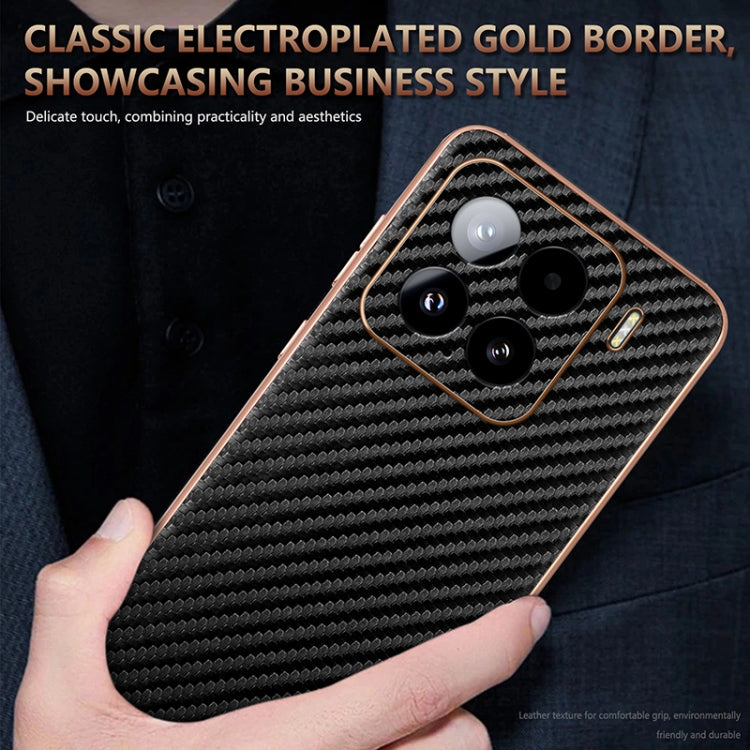 For Xiaomi 15 AZNS Electroplated Edge Carbon Fiber Texture Phone Case