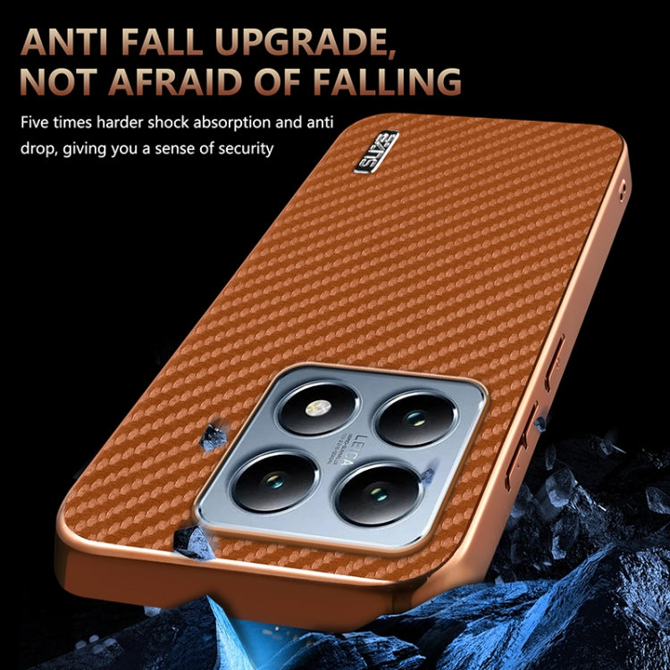 For Xiaomi 14T AZNS Electroplated Edge Carbon Fiber Texture Phone Case