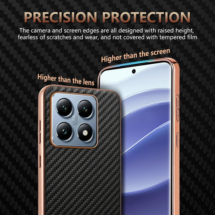 For Xiaomi 14T AZNS Electroplated Edge Carbon Fiber Texture Phone Case
