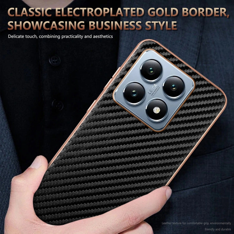 For Xiaomi 14T AZNS Electroplated Edge Carbon Fiber Texture Phone Case