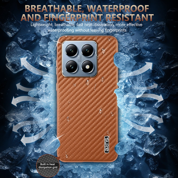 For Xiaomi 14T Pro AZNS Electroplated Edge Carbon Fiber Texture Phone Case