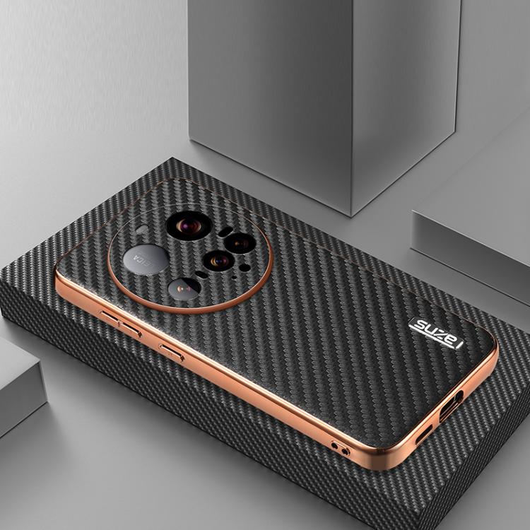 For Xiaomi 15 Ultra AZNS Electroplated Edge Carbon Fiber Texture Phone Case