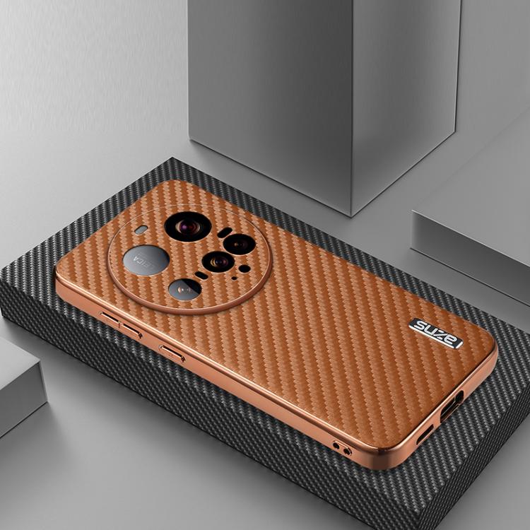 For Xiaomi 15 Ultra AZNS Electroplated Edge Carbon Fiber Texture Phone Case