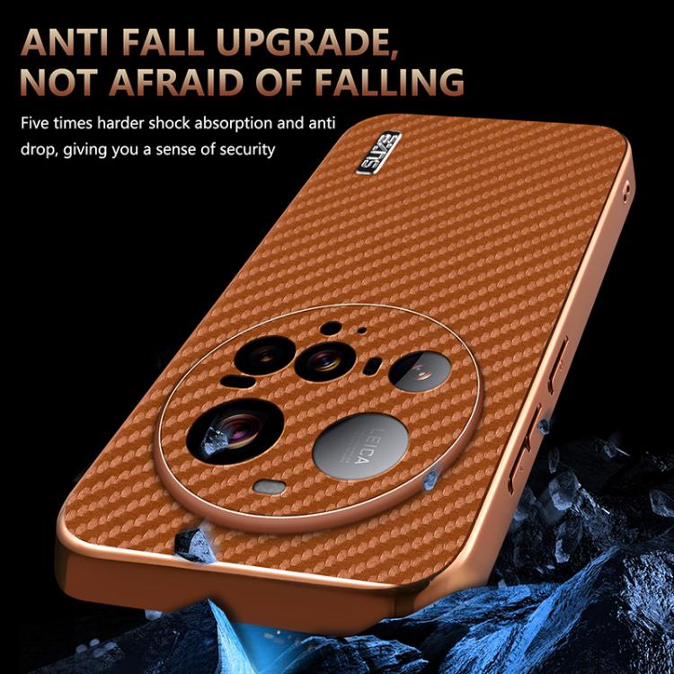 For Xiaomi 15 Ultra AZNS Electroplated Edge Carbon Fiber Texture Phone Case