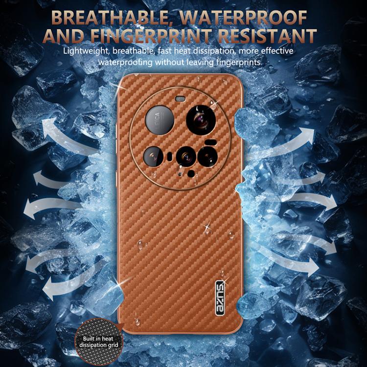 For Xiaomi 15 Ultra AZNS Electroplated Edge Carbon Fiber Texture Phone Case