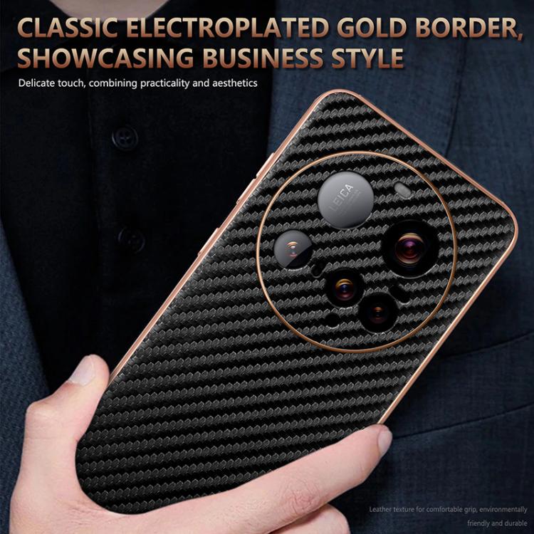 For Xiaomi 15 Ultra AZNS Electroplated Edge Carbon Fiber Texture Phone Case