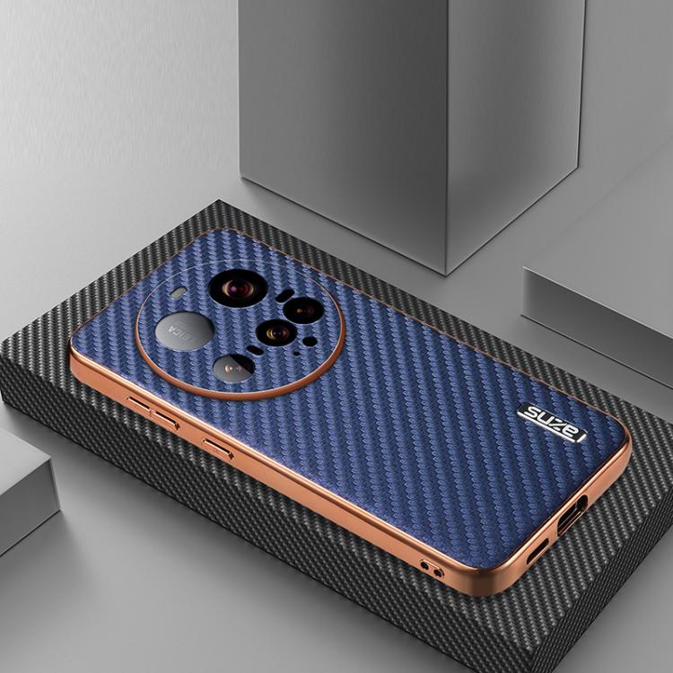 For Xiaomi 15 Ultra AZNS Electroplated Edge Carbon Fiber Texture Phone Case